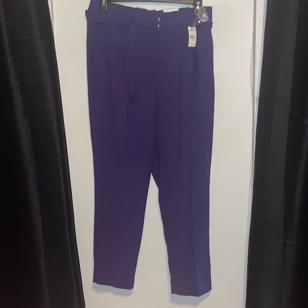 Express NWT Paperbag front tie pants purple size 12